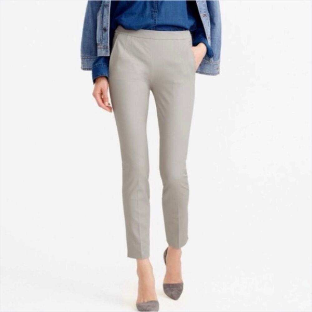 J CREW Martie Stretch Pants High Rise Flat Front Work Office Career Gray Cropped